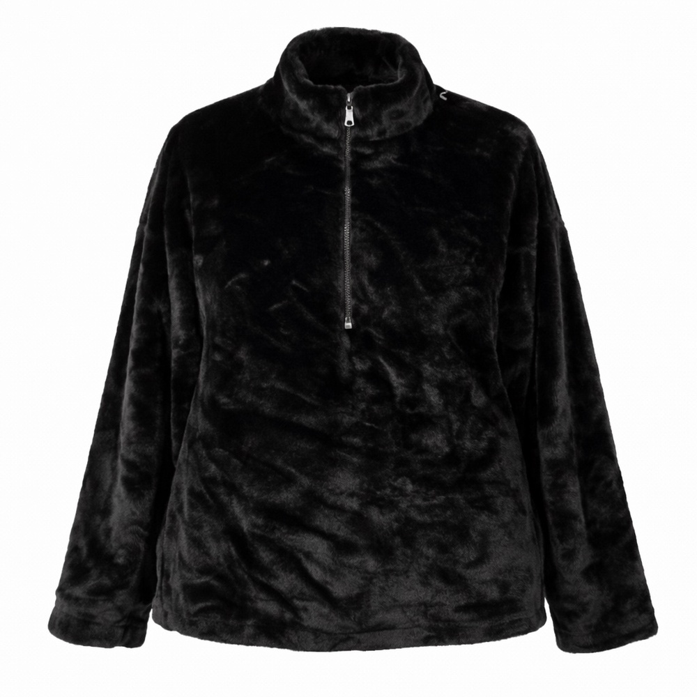 A New Day Faux Fur Pullover Relaxed Fit Cozycore Black